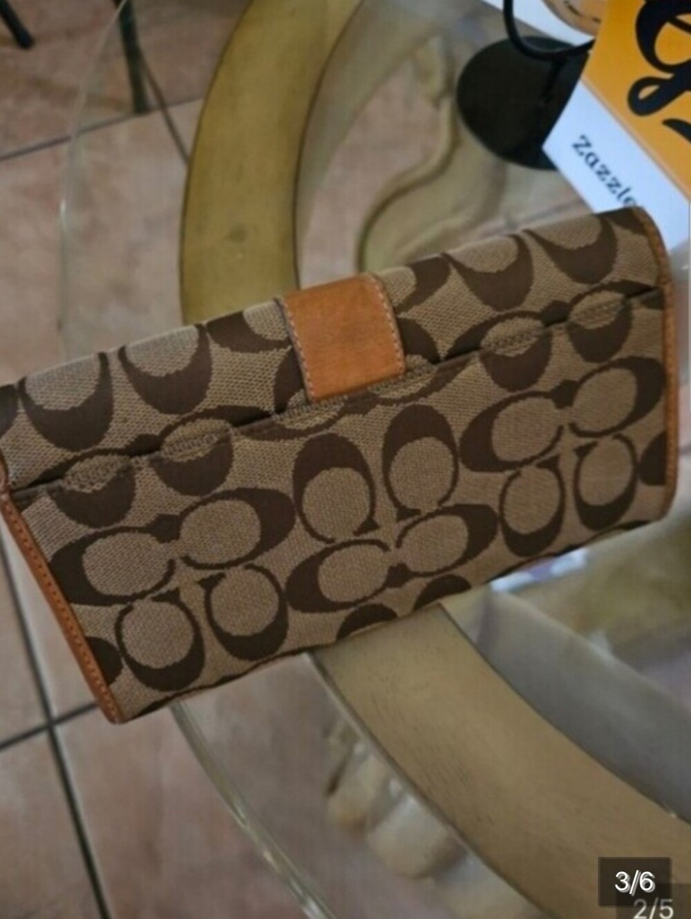 Coach Tan Stripe Signature Canvas Genuine Leather Full-size Wallet
